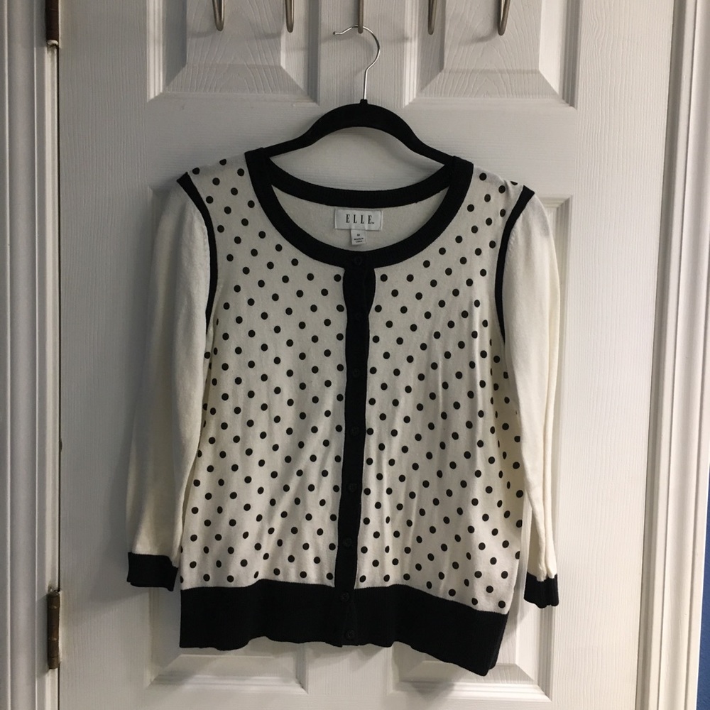 Elle Cream Polka Dot Cardigan